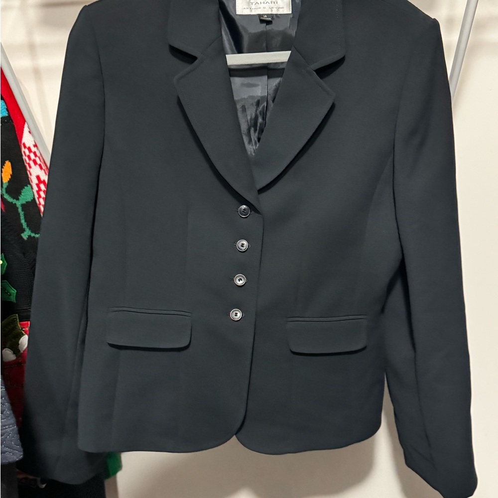 Tahari ASL Women's Black Tailored Notch-Lapel Blazer